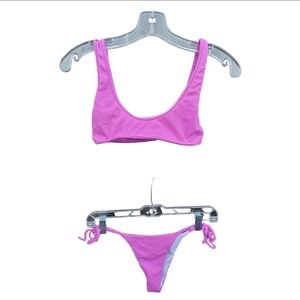 Teeny Tiny Plumeria Braided Pink Bikini Set